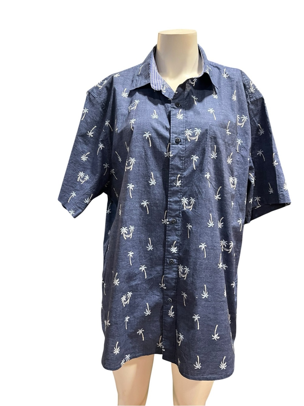 Tommy Bahama Navy Short-Sleeve Palm Tree Button-Down Shirt
